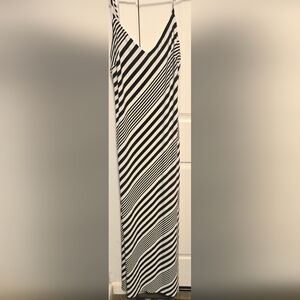 Ralph Lauren Black and White Diagonal Stripe Maxi Dress